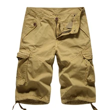 Мужские шорты Карго Лето г. однотонные армейские шорты милитари Homme хлопок мягкая модная брендовая одежда 30-40 Прямая