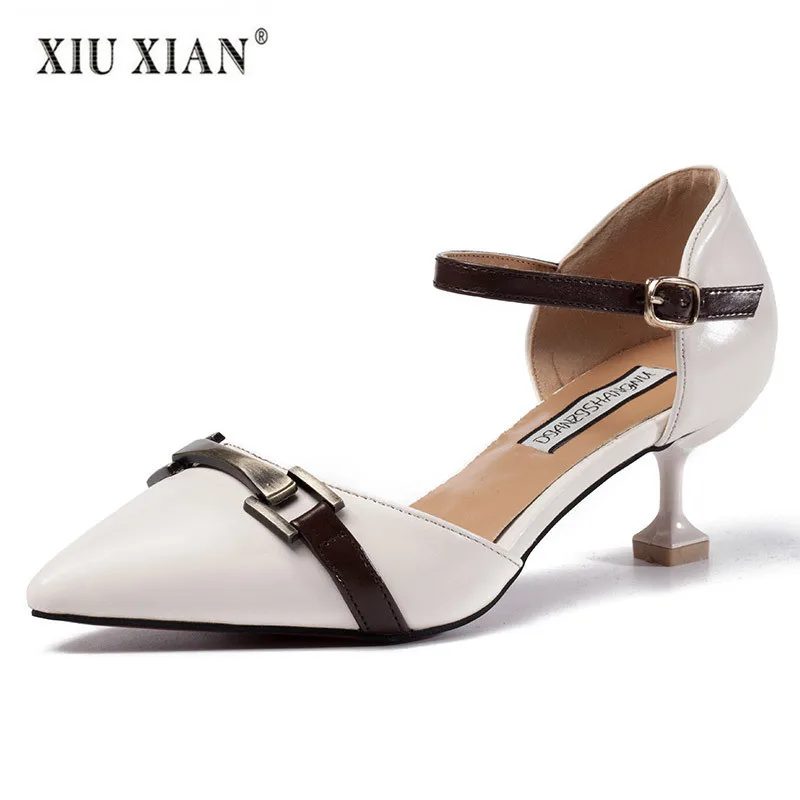 

2018 New Arrived Vintage Design Buckle Pointed Toe Women Sandals Comfort Thin Heel Fashion Office Lady Casual Shoe Summer Sandal