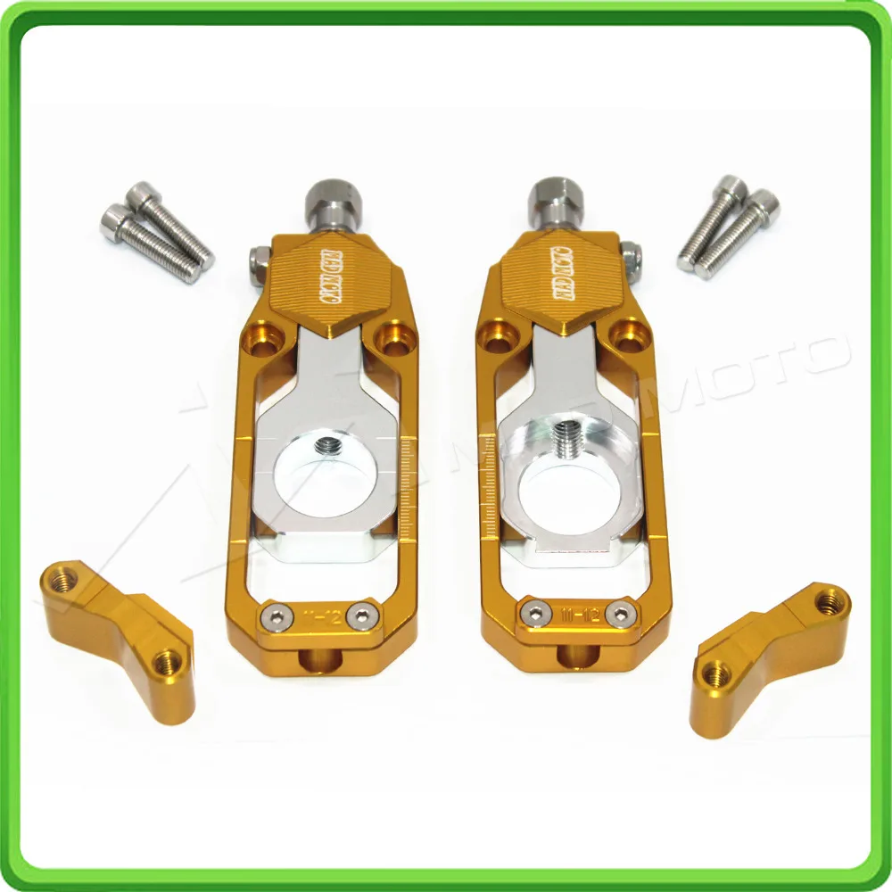 Motorcycle Chain Tensioner Adjuster fit for KAWASAKI Ninja ZX6R ZX-6R ZX 636 ZX636 2013 2014 2015 2016 Gold & Silver (10)