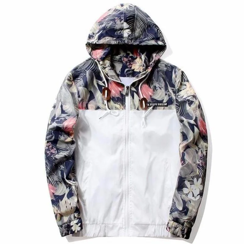 

Drop Shipping Floral Bomber Jacket Men Hip Hop Slim Fit Flowers Pilot Jacket Coat Men's Hooded Jackets US Size Free Shipping