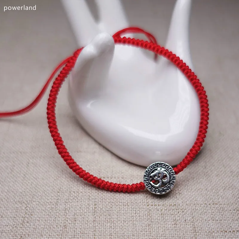 OM бусины из стерлингового серебра 925 Красный браслет для женщин счастливый браслет восковой струны амулет дружба подарок ювелирные изделия ручной работы