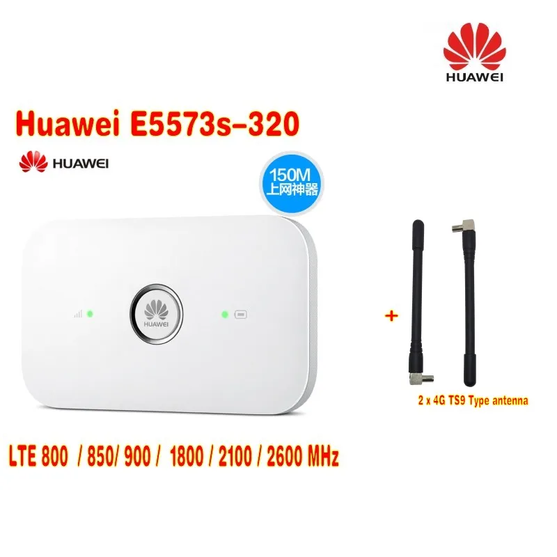 Huawei E5573s-320 плюс 2 шт. антенны LTE FDD800/850/900/1800/2100/2600 мГц Cat4 150 мбит/с Беспроводной Мобильный маршрутизатор МИФИ