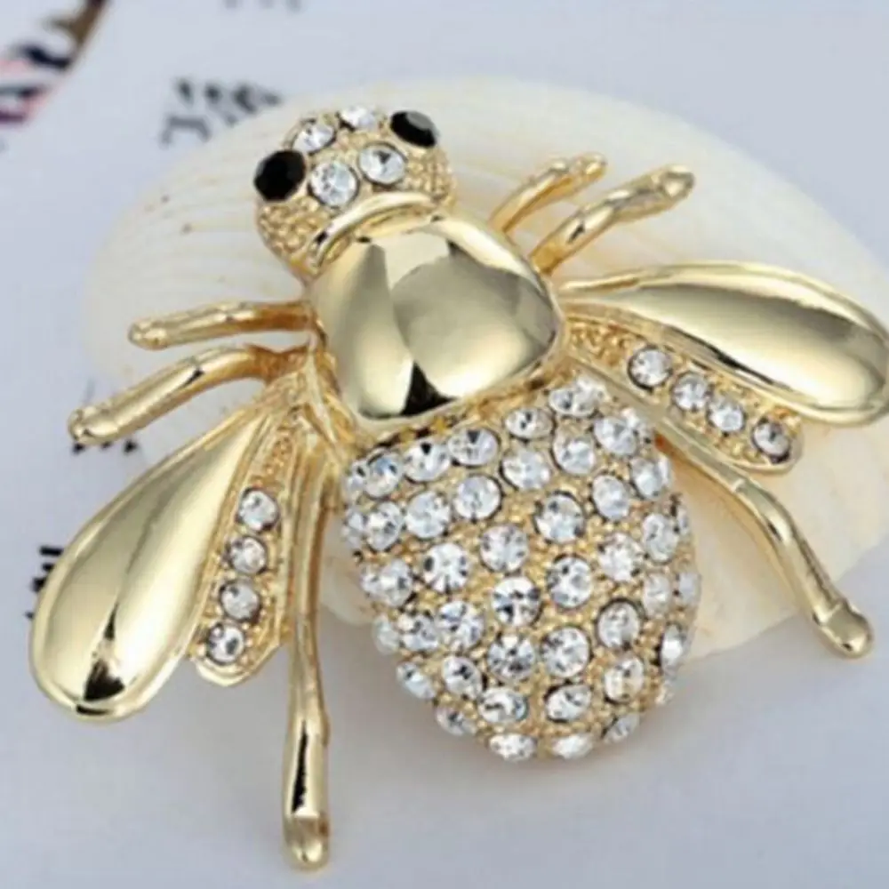 

2 Colors Hot Selling Cute Insect Bee Brooch Rhinestone Collar Decoration Pin Brooch For Women Jewelry Bride Wedding Accessories