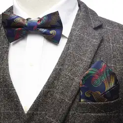 YISHLINE набор-2 мужской галстук-бабочка и карманный квадратный набор в полоску Цветочный Узор Пейсли мужские галстуки смокинг Свадебные