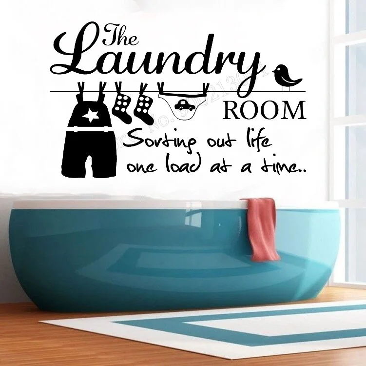 

Art Wall Sticker Sorting Our Life Wall Decoration Vinyl Art Poster Laundry Room Mural Sticker Fashion Bathroom Decal LY123