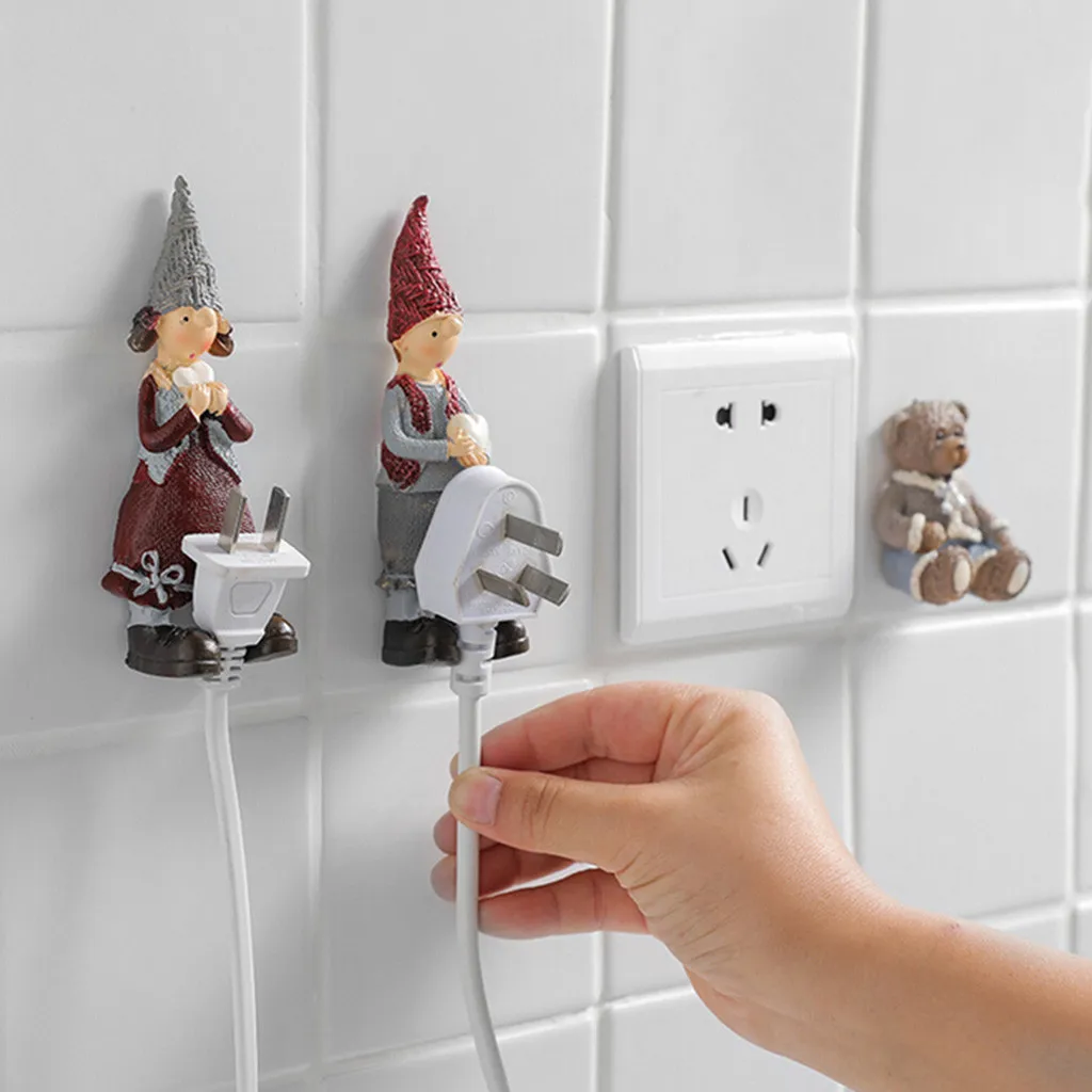 

Cartoon Resin Socket Power Hook Storage Rack Strong Sticky Hook Plug Bracket Wall Adhesive Hanger Power Plug Socket Holder