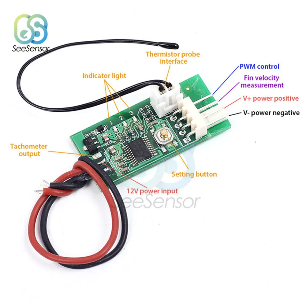 DC 12V PWM 4 проводной вентилятор с регулятором температуры цифровой контроль