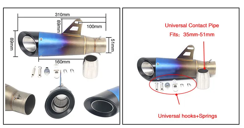 ZSDTRP Универсальный 51 мм модифицированный глушитель выхлопа мотоцикла SC скутер выхлопных газов для CBR1000RR S1000RR Ninja25 R6 ZX6R