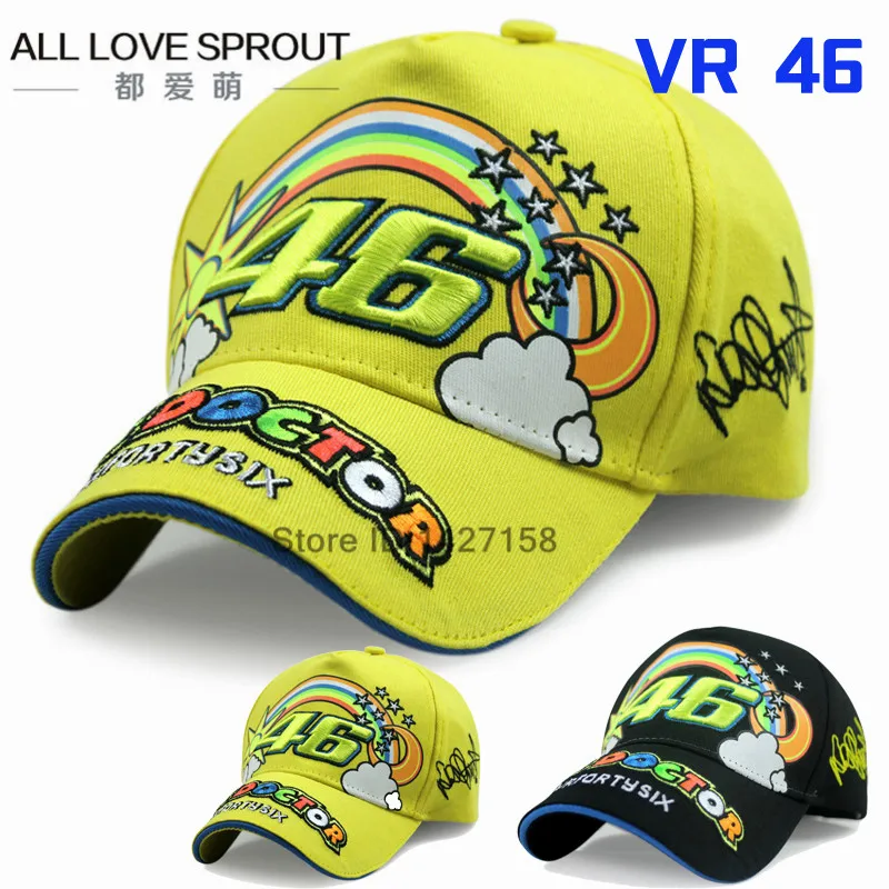 Prix pour 2016 Rossi 46 brodé arc-en-casquette de baseball chapeau VR46 Moto Racing Cap Hommes Baseball Chapeau réglable os snapback Prix pour 2016 Rossi 46 brodé arc-en-casquette de baseball chapeau VR46 Moto Racing Cap Hommes Baseball Chapeau réglable os snapback