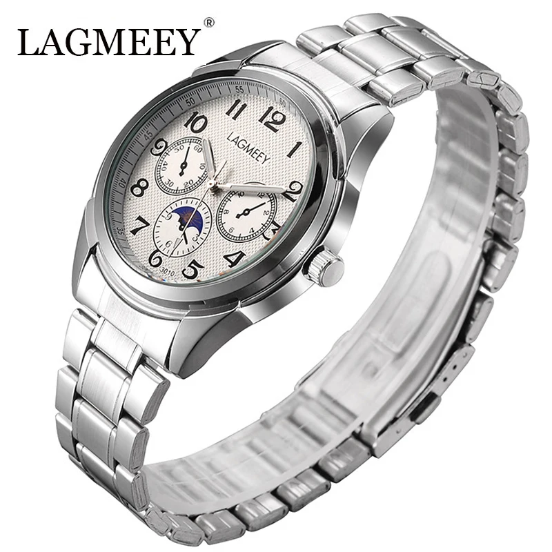 

LAGMEEY Brand Stainless Steel Men Eleagant Quartz Watch Waterproof Business Mens Wrist Watches 2017 Male Clock Analog Relogio