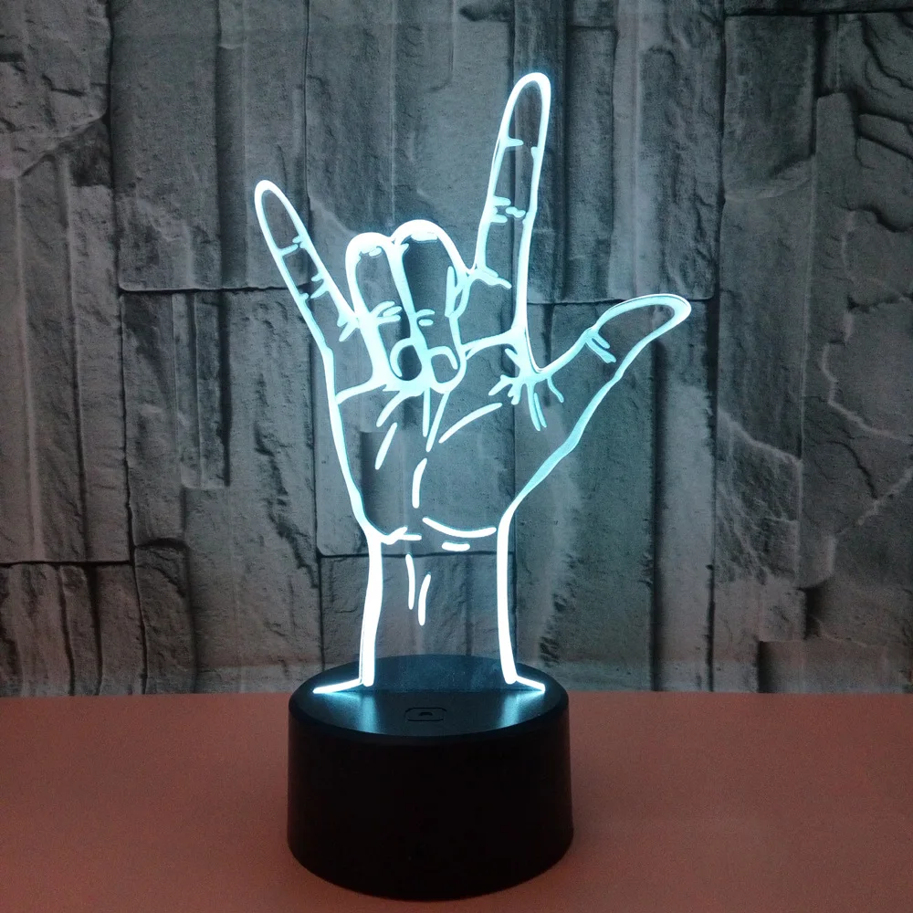 Оптические иллюзии I Love You Sign Language Led 3d настольный ночник Usb романтическое