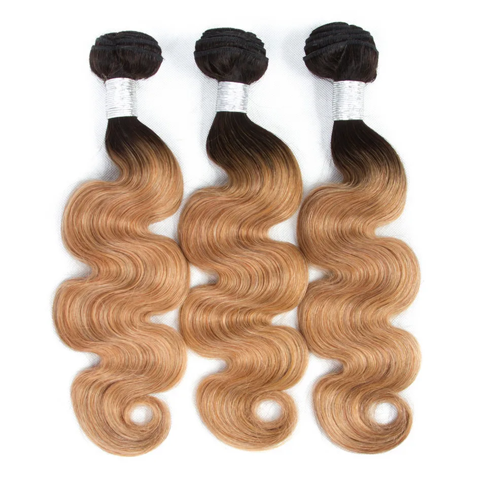 

Ombre Body wave hair Bundles 1B 27 honey Blonde Peruvian Hair Bundles Ombre Hair Bundles Remy Brazilian Hair Weave 10-26 Inch