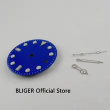 31,3 мм BLIGER модный дизайн синий циферблат часов+ серебристое окаймление белые стрелки часов подходят MIYOTA 82 механизм мужские часы циферблат+ руки