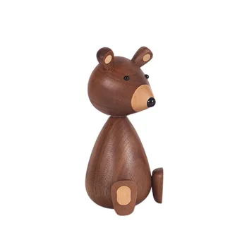 

1 pcs Nordic Denmark Wood Brown Bear Products Walnut Home Decor Small Animal Sculpture Ornaments Crafts Gift Free shipping
