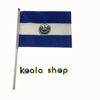 

100 PCS/ lot Promotion Wholesale allSm Salvador Hand Waving National Flag 14*21cm #8 Polyester Flag Free Shipping