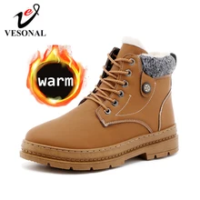 VESONAL/сезон осень-зима; Новинка; с мехом; Плюшевые Теплые кожаные ботильоны; мужские ботинки; обувь в байкерском стиле; классические мужские повседневные ботинки