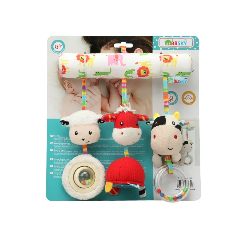 Happy farm cute cartoon small animal car hanging bed pendant newborn baby toy baby plush pendant practice auditory grip Happy farm cute cartoon small animal car hanging bed pendant newborn baby toy baby plush pendant practice auditory grip