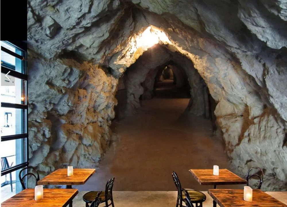 

Photo Wallpaper Cave tunnel stone 3D Stereoscopic large Living Room Sofa Backdrop Bedroom Mural Wallpaper Decorative paintings