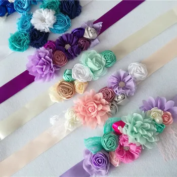 

Puseky Maternity Sash for Photo Shooting Floral Maternity Photography Dress Waistband Girdle Maternity Photography Props