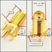 Длинный тип около 15 мм SMA гнездо крепление панели pcb припой прямой позолоченный разъем с шайбой и гайкой