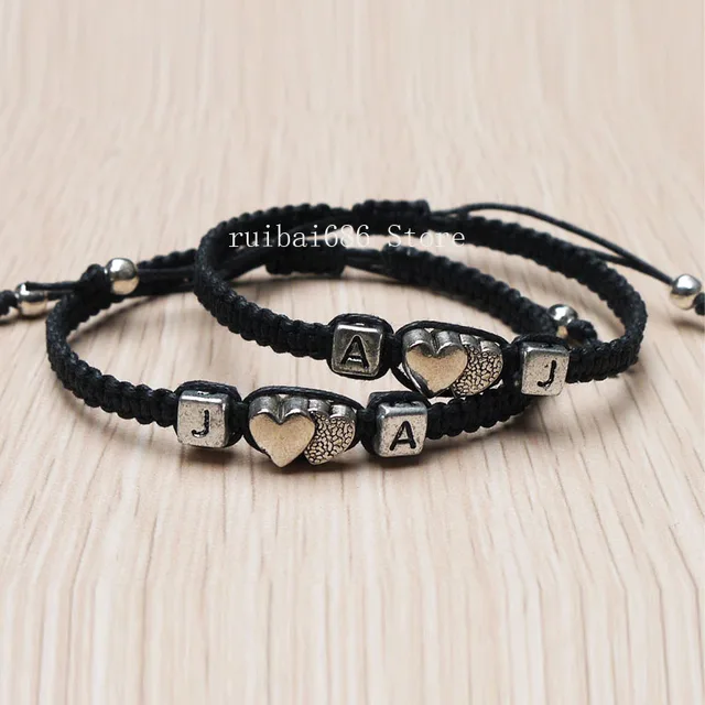 Handmade Initial Bracelet Couples Bracelets Set Valentine's Day Gift