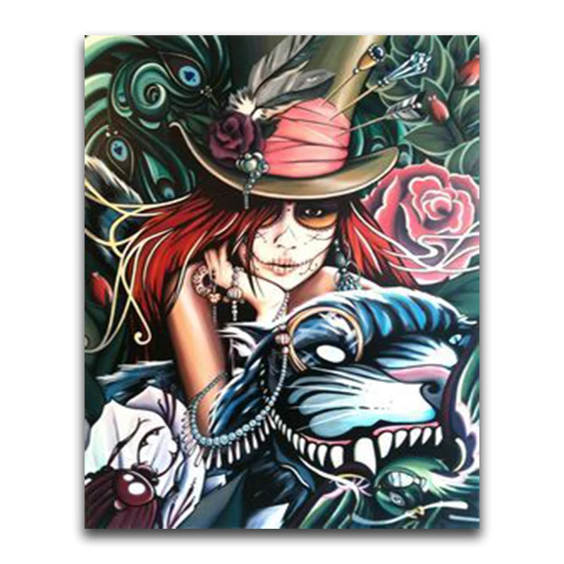 5D terror lady Diamond Painting Full Display ghost woman Diamond Embroidery Full Cross Stitch Rhinestone Halloween Gift