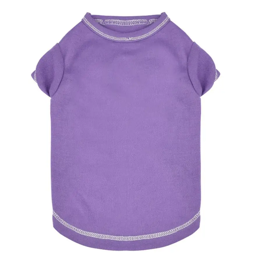 Purple Одежда для маленьких собак, модная футболка для собак, Весенняя Милая однотонная летняя одежда для маленьких собак, хлопковая футболка, подарок - Цвет: Purple