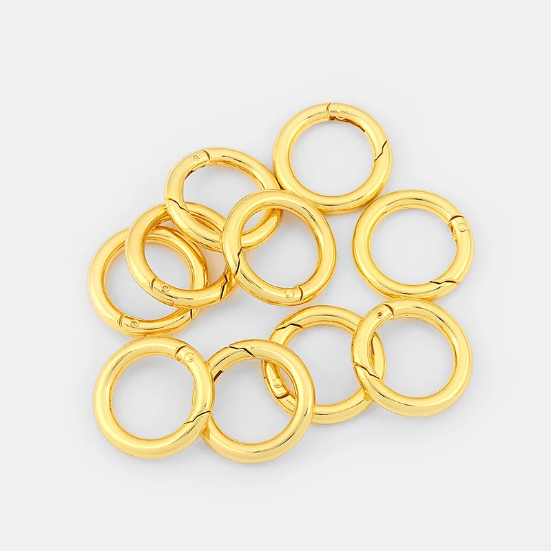 10pcs Gold Tone Easy Rind Circle Spring Clasp For Necklace Bracelet