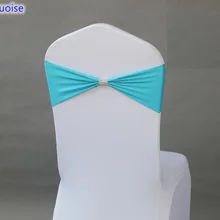 Бирюзовый Цвет Подвязка из спандекса для стула ленты для свадебных стульев с блестящими пряжка на ремешке в середине лайкра стрейч свадьба стул створки