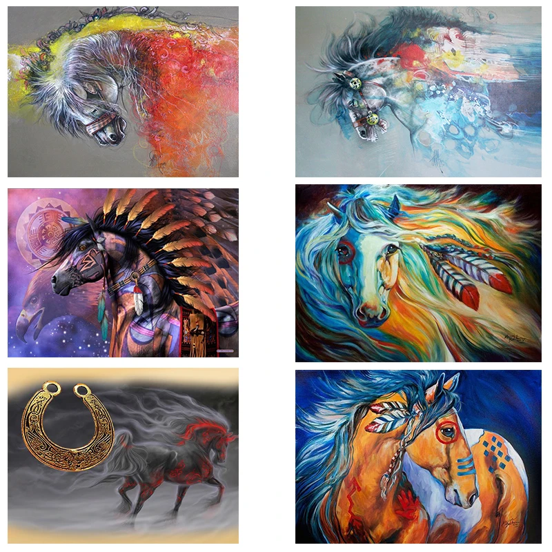 

Full Colorful Horse Square Mosaic Rhinestone 5D DIY Diamond painting 3D cross stitch kits embroidery Needlework Home Decor