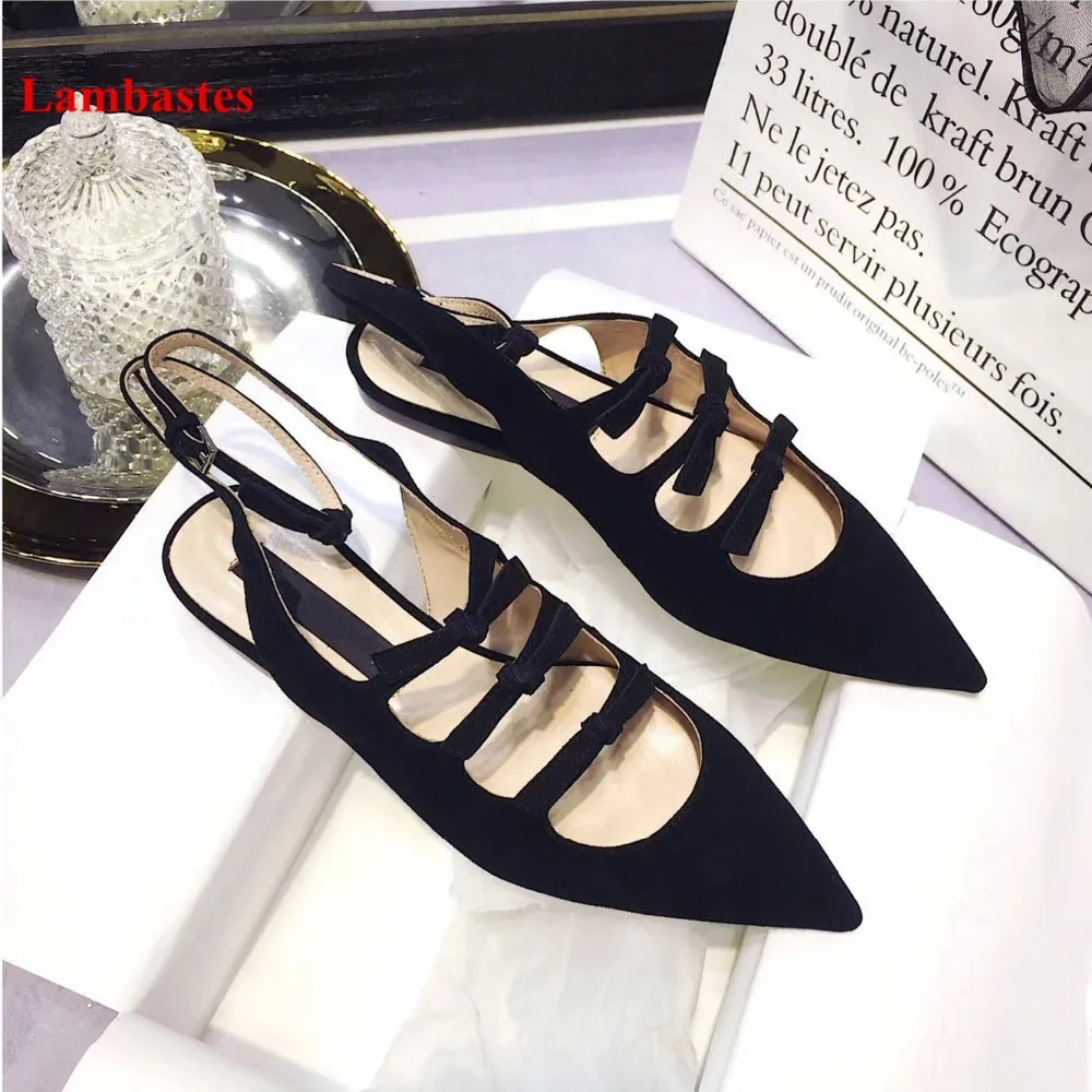 

2018 Spring Suede Women Shoes Black Butterfly-knot Designer Cut Out Buckle Strap Women Pumps Pointed Toe Sexy Casual Shoes Women