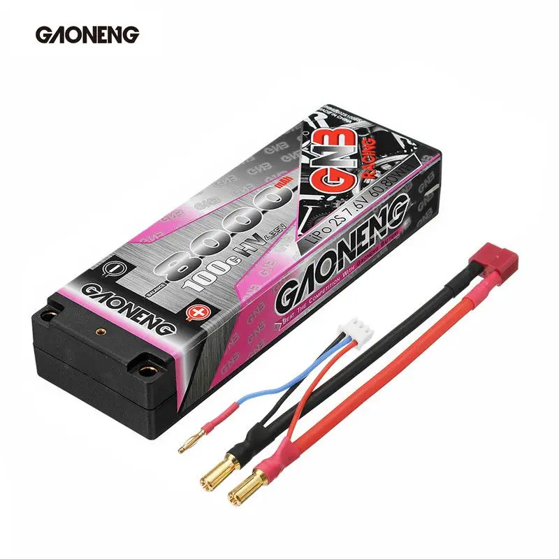 Gaoneng 7.6V 8000mAh 100C 2S HV 4.35V Rechargeable Lipo Battery 5.0mm Banana Plug T for 1:10 RC Car Boat | Игрушки и хобби