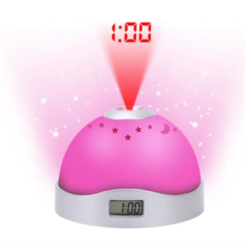 

Seven-colors Projection Digital Alarm Clock Star Sky LED Night Light Magic Projection Starry desk Clock Home Table Decorations