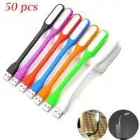 50pcs USB LED Mini Reading Light Flexible Bright Night Lamp Portable Lights Tablet PC Power Bank Notebook Laptop USB Flashlight