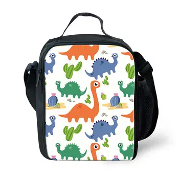 

THIKIN Cartoon Dinosaurs Insulated Lunch Bag Keep Warm for Women School Lunch Box for Children Cute 3D Animal Family Picnic Bags