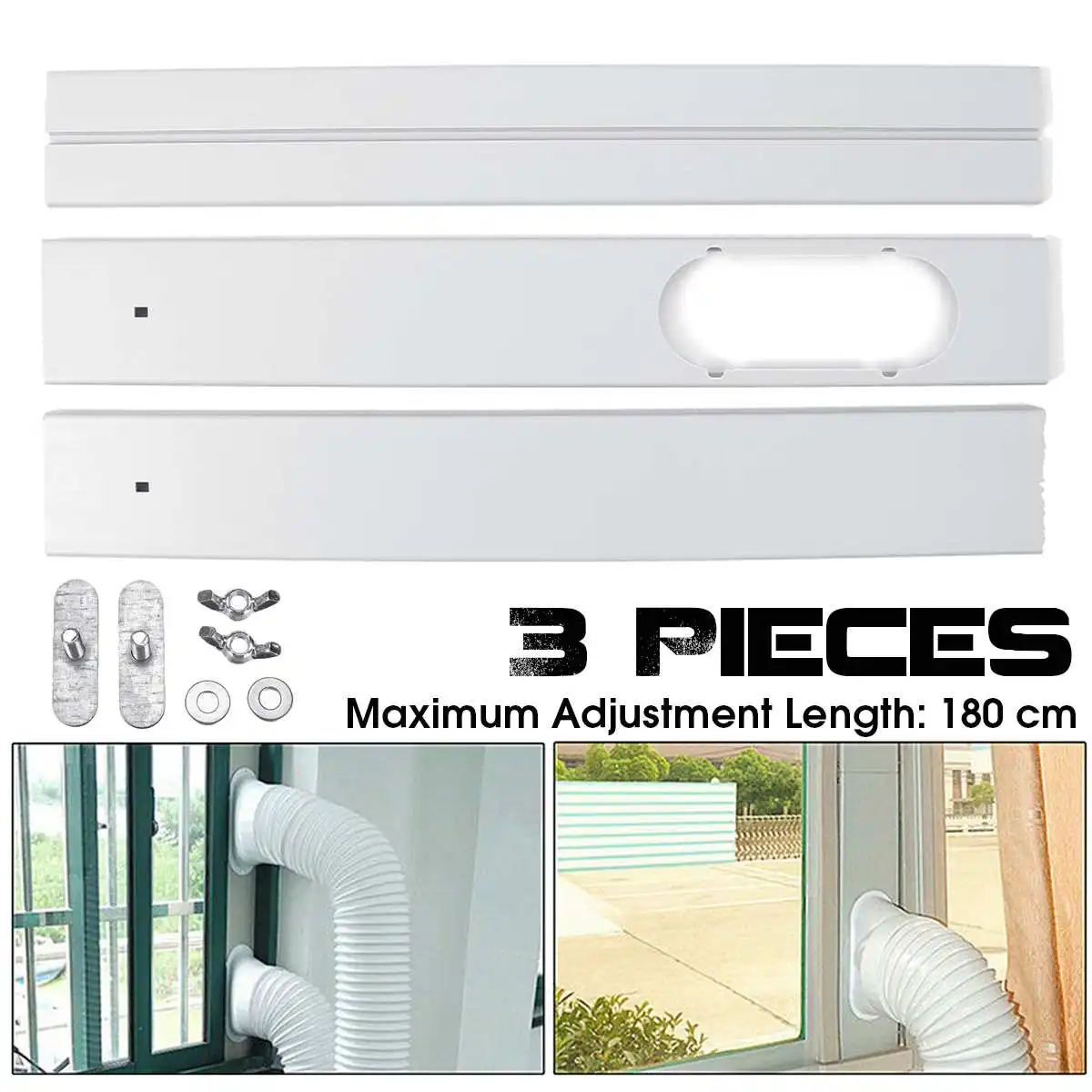 

3pcs Adjustable 1.8M Air Conditioner Window Slide Kit Adaptor Plate Exhaust Hose Tube Connector for Portable Air Conditioner