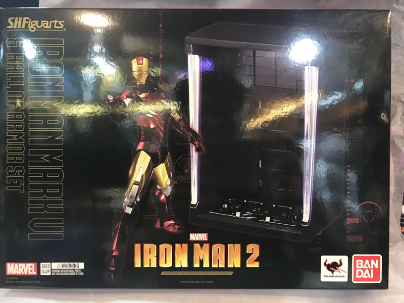 Genuine Bandai Tamashii Nations S.H.Figuarts Exclusive IRONMAN 2 Iron Man Mark 6 (MK-6) & Hall of Armor SET Action Figure