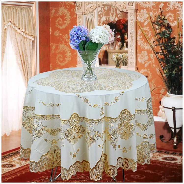 Luxury European Wash free PVC Round Tablecloth Waterproof Dining Table