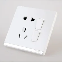 Домашняя переключатель розетку, 86 Тип скрытые большая доска, белый нефрит пять отверстий два открытых двойной Управление переключатель гнездо, 1