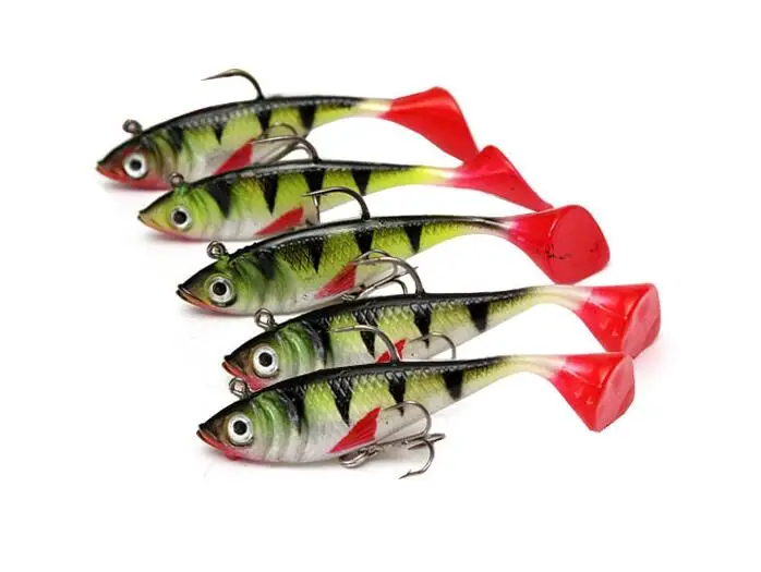 5pcs/lot 8.5cm 11.5g soft lure lead head fish lure bass fishing tackle