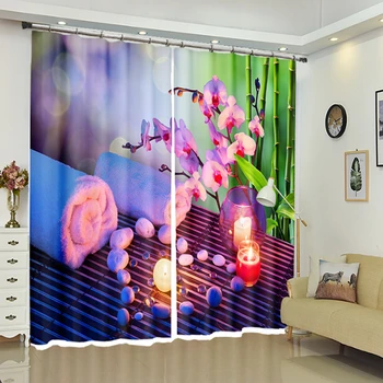 

Custom sizes 3D Blackout Window Curtains Red Orchid Candle Pattern Thicken Washable Polyester Bedroom Curtains for Living Room