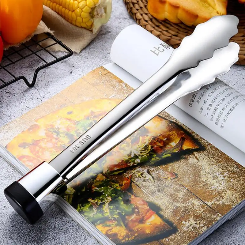 

NEW ARRIVE Stainless Steel Barbecue Clip Food Tongs Clamp Clam Shell Handle Kitchen Salad 27x4 cm