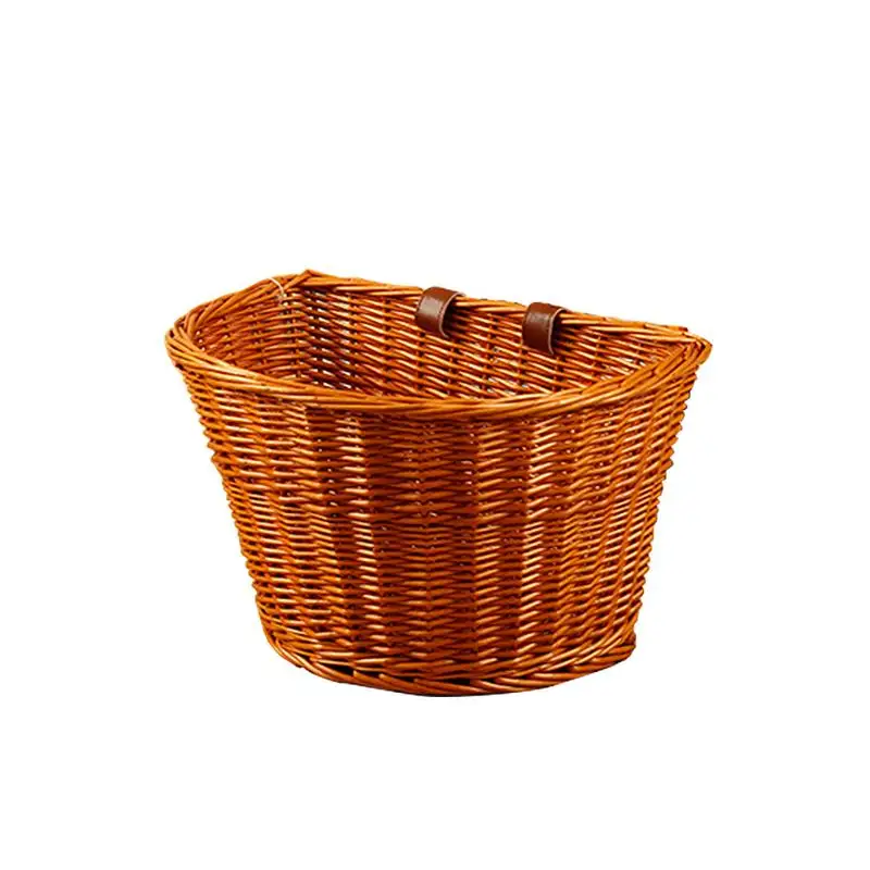 Flash Deal Wicker Front Handlebar Bike Basket Cargo Hand-woven Beautiful Lines Sturdy And Durable Folk Craftsmanship Bike Basket Wicker 0