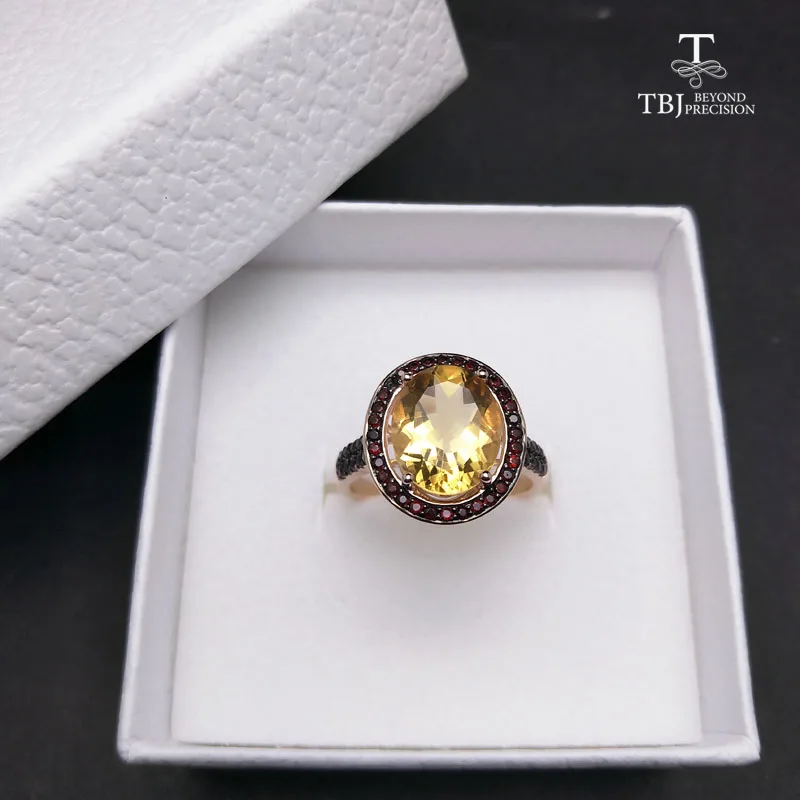 TBJ, натуральный, 10*12 мм, овальная огранка, цитрин, кольца для женщин, 925 пробы, серебряное кольцо, хорошее ювелирное изделие, обручальное кольцо с коробкой