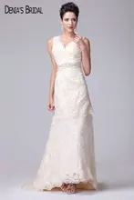 2017 Real Photos V-Neck Sleeveless A-Line Wedding Dresses with Crystal Sash Floor-Length Sweep Train Bridal Gowns