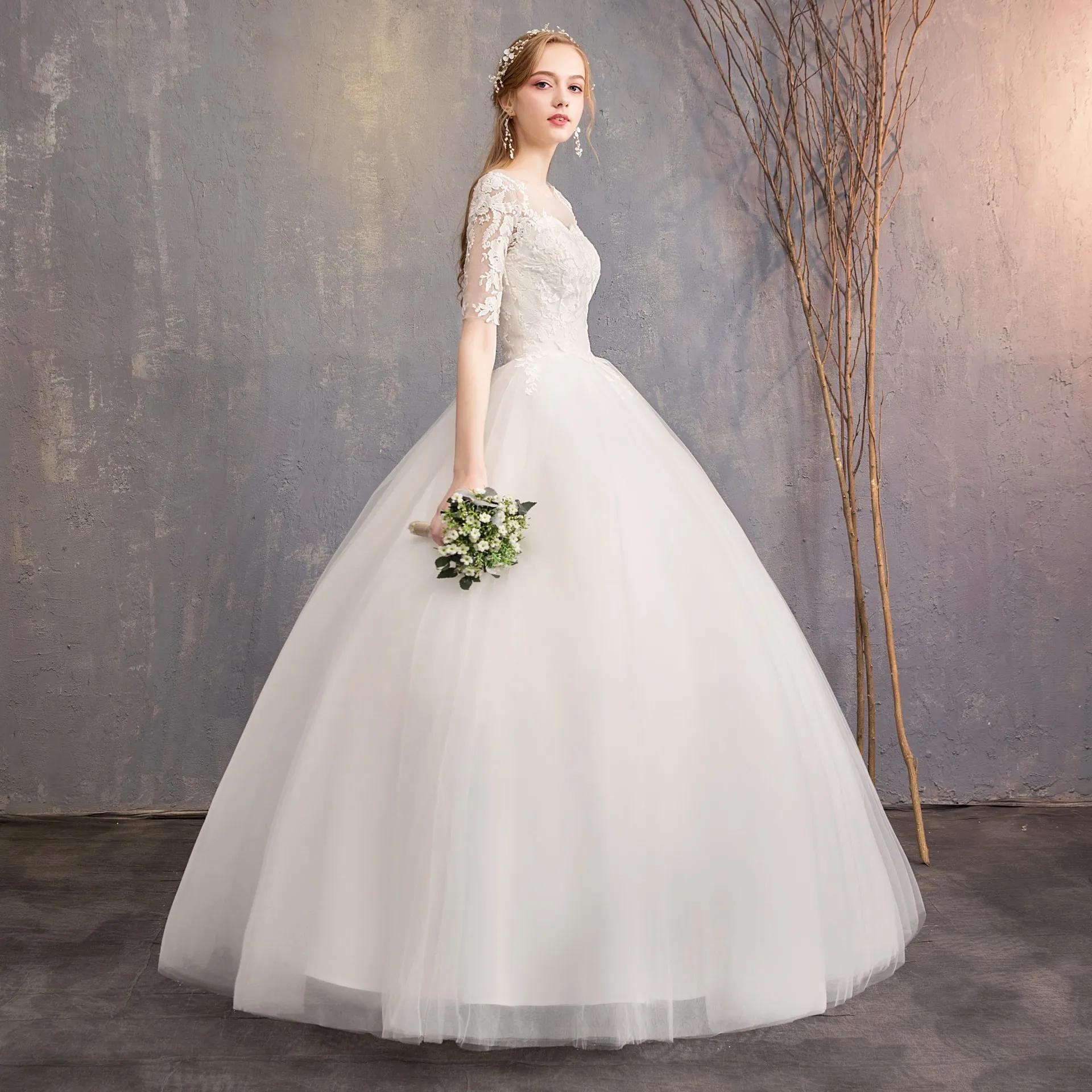 US $49.82 Vestido De Noiva Elegant Cream Wedding Dresses Ball Gown Lace Up Embroidery Sweetheart Formal Bride Dresses Robe De Mariee 2020