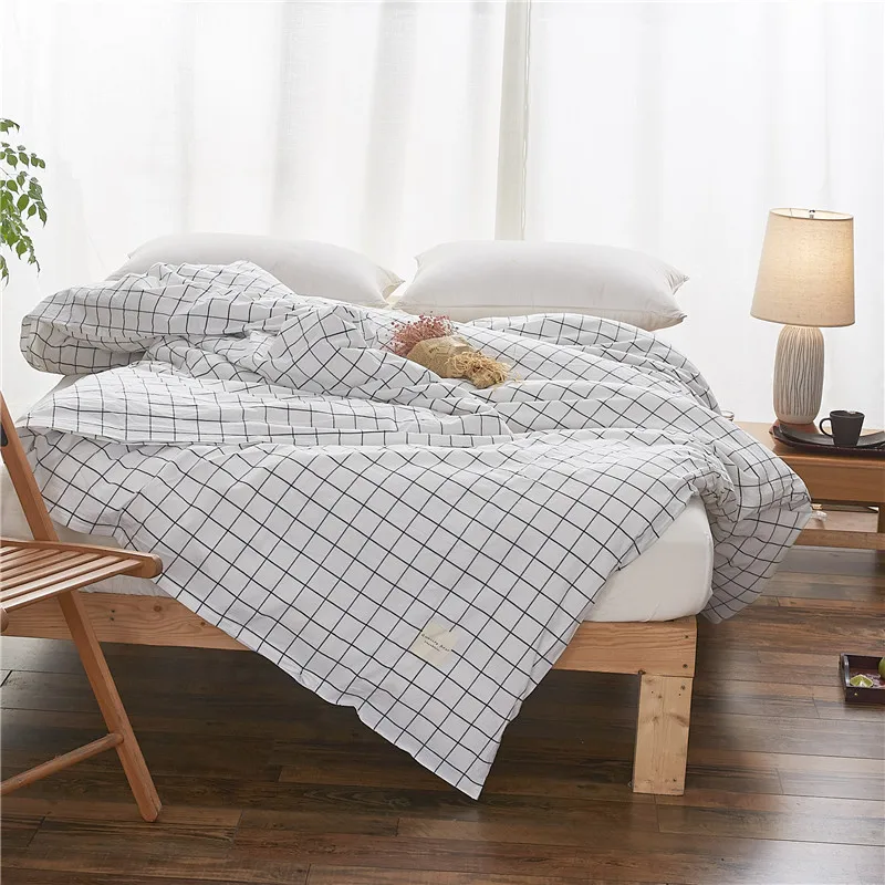 

Soft Minimalist Black Line Lattice Pattern Home Quilt Cover 100% Cotton Comforter Cover Printed Bed Duvet Cover 150x200cm 5 Size