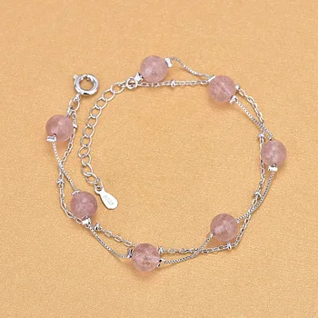 

Good Quality Factory Wholesale Price Real 925 Sterling Silver Pink Crystal Layer Bracelets Fine Jewelry