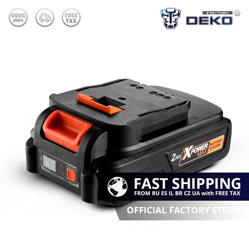 Заводской магазин DEKO 20V MAX 2000/4000mAh комплект литий-ионный батарей для GBD20DU2/GBD20DU3 Аккумуляторная дрель гаечный ключ