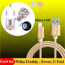 2-Порты и разъёмы автомобиля Зарядное устройство+ Micro Зарядка через usb кабель для Wiko Фредди, U Feel Fab, U Feel Prime, Джерри, K-Kool, Robby, чехол-книжка Lenny 3 Зарядное устройство